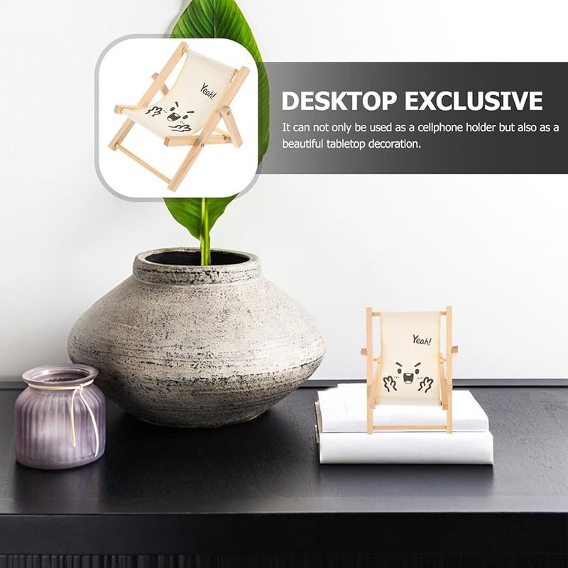 Foldable Beach Chair Phone Stand Cute Miniature Desktop Mobile Holder For Travel Office - Image 2